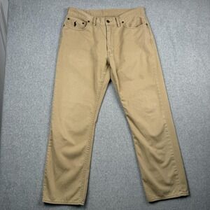 Polo Ralph Lauren Pants Mens 34x30 Khaki Chino Twill Straight Leg Pony Logo